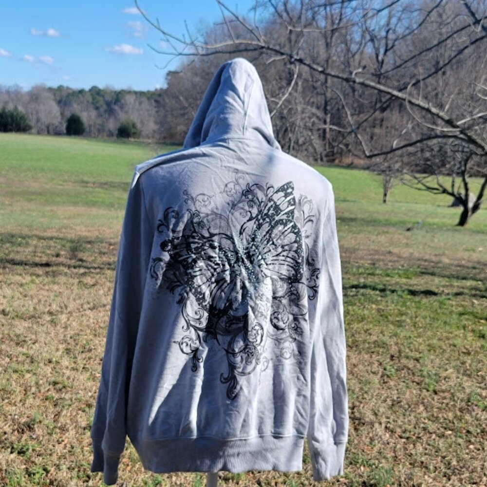 French Laundry XL zip up hoodie with butterfly - Picture 4 of 12